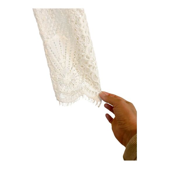 Dorothee Schumacher Causal Romance Lace Button Down Blouse NWT Sz M Powder White - Picture 6 of 13